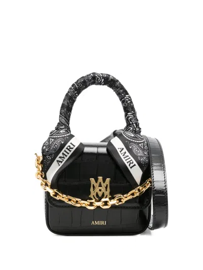 Amiri Crocodile-effect Tote Bag In Black