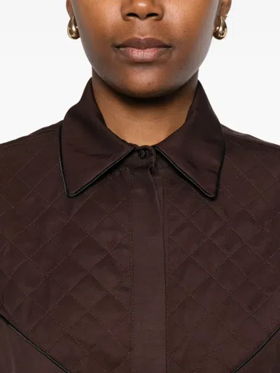 Golden Goose Viscose Shirt With Quilted Details In Brown