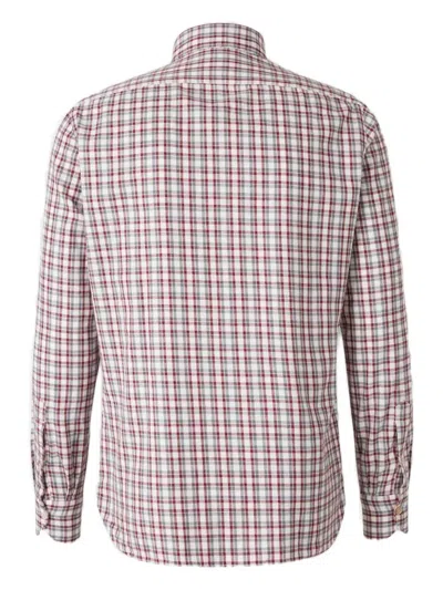 格纹扣角领衬衫