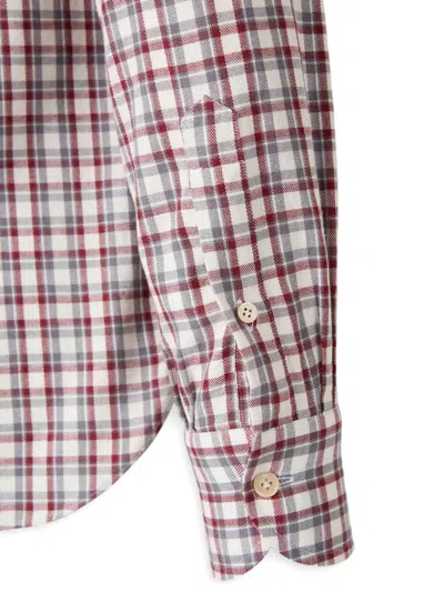 格纹扣角领衬衫