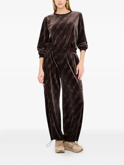 Liu •jo Logo-pattern Chenille Sweatshirt In Brown