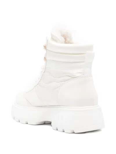 Blauer Platform Shearling Boots In White