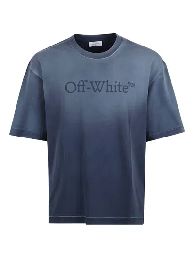 Off-white Vintage Round Neck Short Sleeve T-shirt In Blue