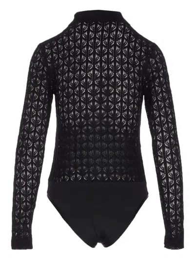 Pinko Knit Lace Bodysuit In Black