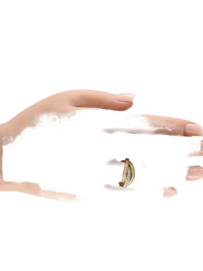 Pre-owned Cartier 18k Rose Yellow And White Gold Trinity Diamond Ring