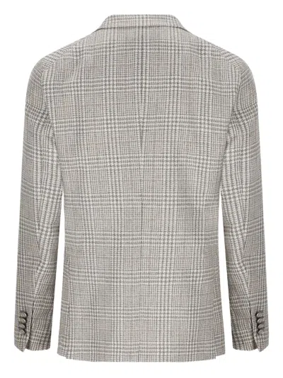 Tagliatore Checked Buttoned Blazer In Gray