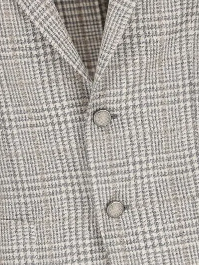 Tagliatore Checked Buttoned Blazer In Gray