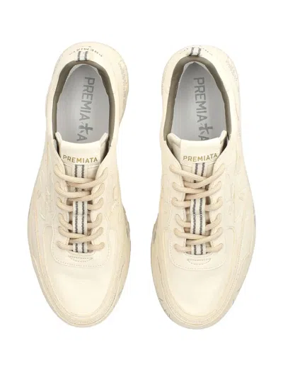 Premiata Low-top Sneakers With Distinctive Logo And Rubber Sole In Neutral