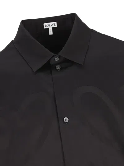 Loewe Anagram Logo-jacquard Cotton-twill Shirt In Black
