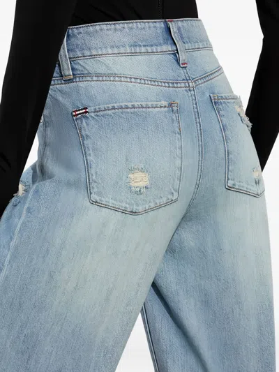 Alice And Olivia Devoe Distressed Raw-hem Jeans In Blue