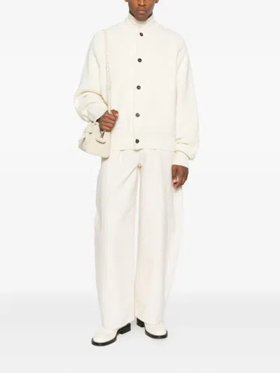 Jacquemus Soft Knit Cardigan Embroidered Detail In White