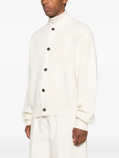 Jacquemus Soft Knit Cardigan Embroidered Detail In White