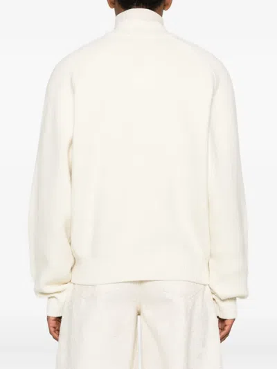 Jacquemus Soft Knit Cardigan Embroidered Detail In White