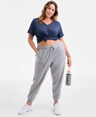 Id Ideology Plus Size Relaxed High-rise Fleece Joggers, Macy's Exclusive In Multi