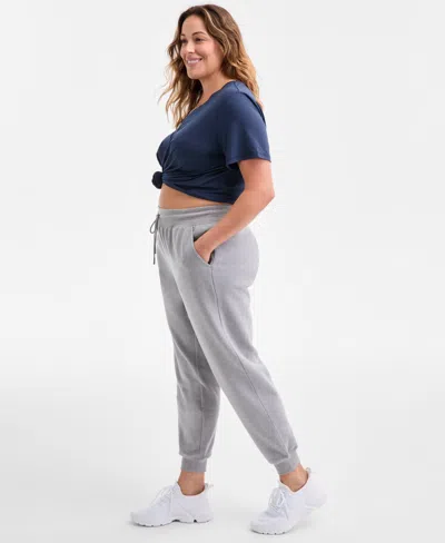 Id Ideology Plus Size Relaxed High-rise Fleece Joggers, Macy's Exclusive In Multi