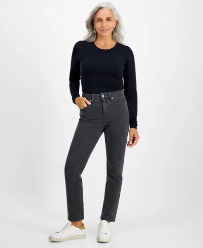 Style & Co Petite High-rise Natural Straight-leg Jeans, Petite & Petite Short, Created For Macy's In Gray