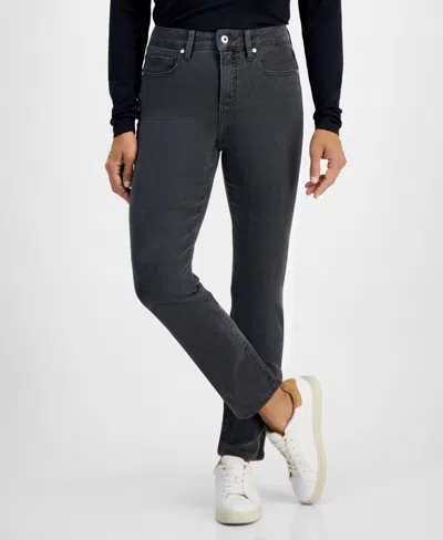 Style & Co Petite High-rise Natural Straight-leg Jeans, Petite & Petite Short, Created For Macy's In Gray