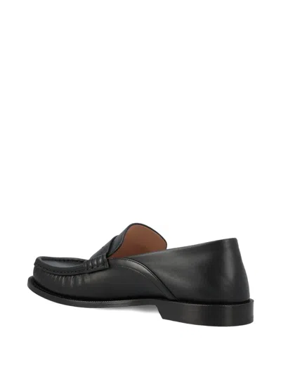 Loewe Penny Strap Round Toe Stitched Detailing Loafers In Black