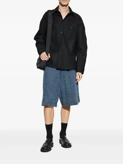 Dsquared2 Textured Denim Shorts In Blue