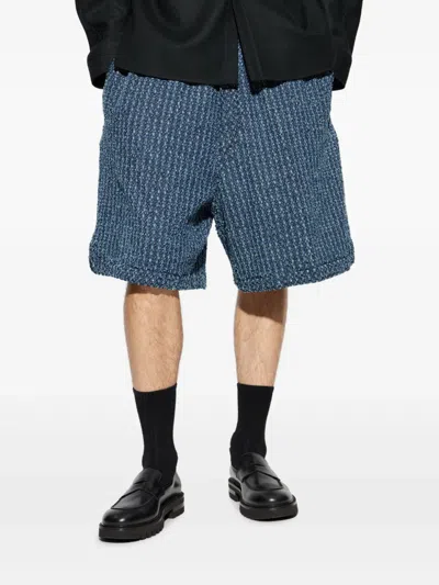 Dsquared2 Textured Denim Shorts In Blue
