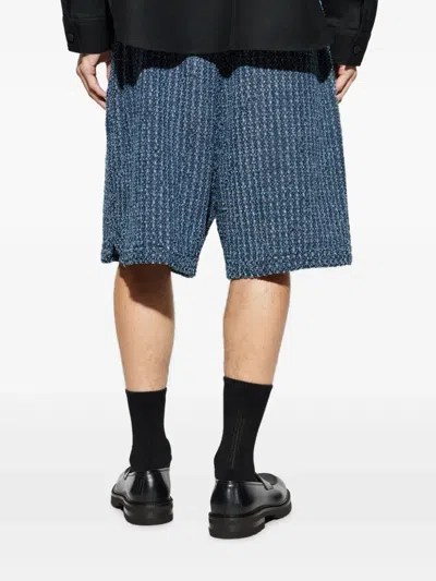 Dsquared2 Textured Denim Shorts In Blue