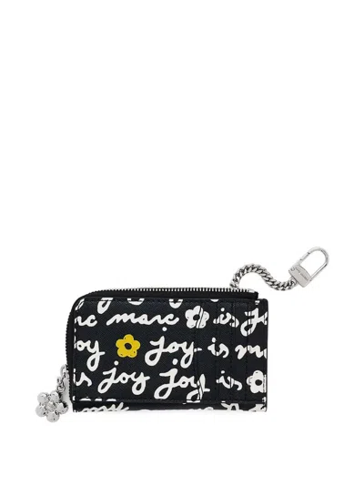 Marc Jacobs The Joy Floral-print Zip-top Wallet In Black