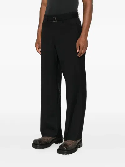 Sacai Belted Trousers In Black