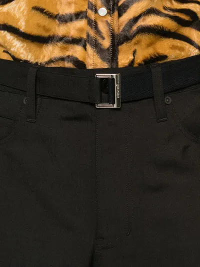 Sacai Belted Trousers In Black