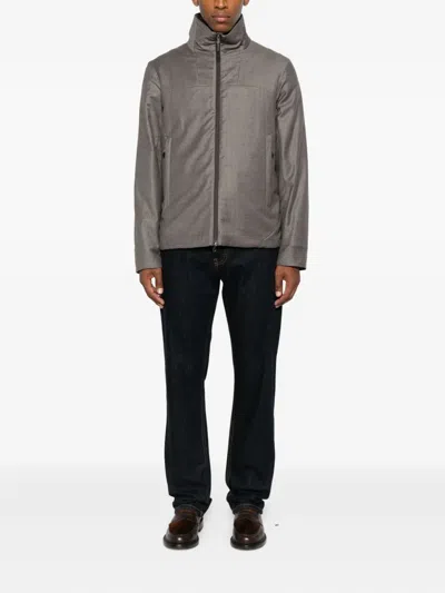 Sease Zip-front Panelled Jacket In Gray