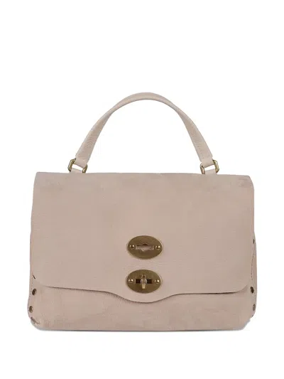Zanellato Structured Beige-mauve Handbag With Gold Turn-lock Clasp In Neutral
