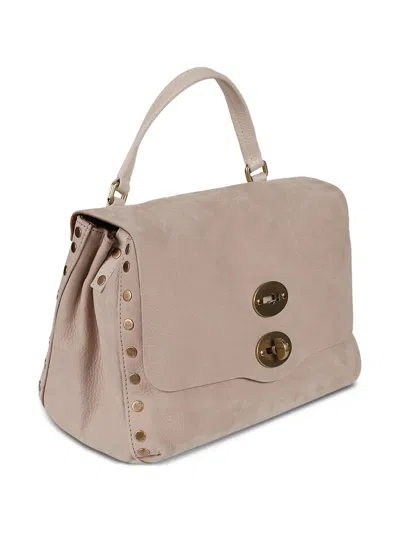 Zanellato Structured Beige-mauve Handbag With Gold Turn-lock Clasp In Neutral