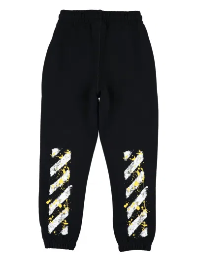 Off-white Black Diagonal Splat Logo Jogging Trousers In Black