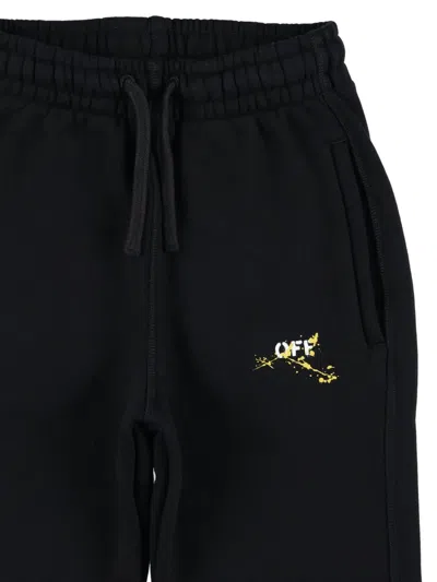 Off-white Black Diagonal Splat Logo Jogging Trousers In Black