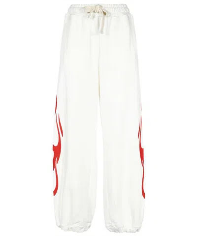 Vision Of Super Flame-print Elasticated-waistband Track Pants In White