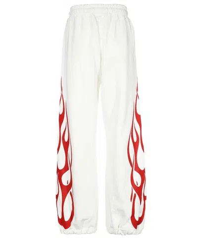 Vision Of Super Flame-print Elasticated-waistband Track Pants In White