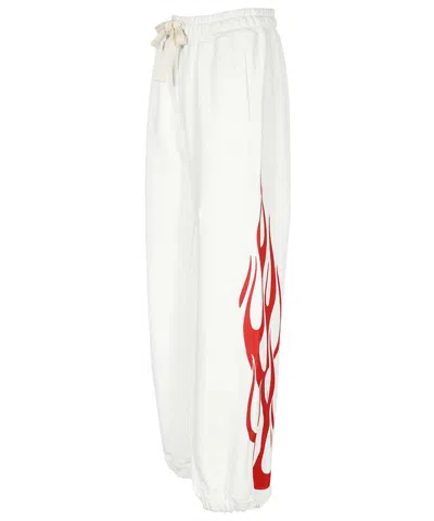 Vision Of Super Flame-print Elasticated-waistband Track Pants In White