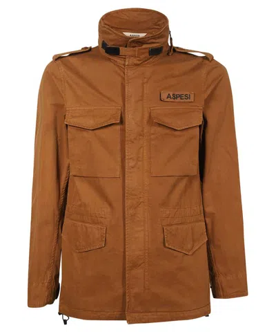 Aspesi Multi-pocket Cotton Jacket In Brown