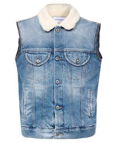 Off-white Lapel Vest In Blue