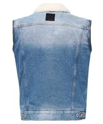 Off-white Lapel Vest In Blue