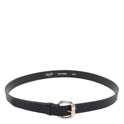 Liu •jo Adjustable Belt With Metal Round Buckle In Black