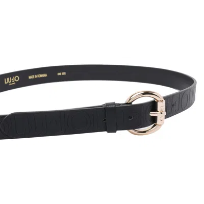 Liu •jo Adjustable Belt With Metal Round Buckle In Black
