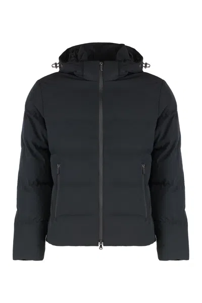 Paul&amp;shark Hooded Short Down Jacket In Black