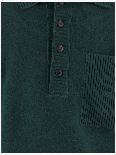 Giorgio Armani Wool And Cashmere Sweater With Ribbed Collar In Green