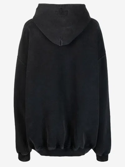 Vetements Black Cotton Sweatshirt With Frontal Logo In Black