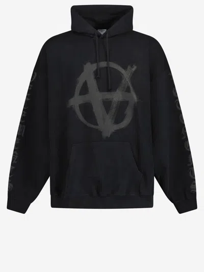 Vetements Cotton Sweatshirt With Print In Black