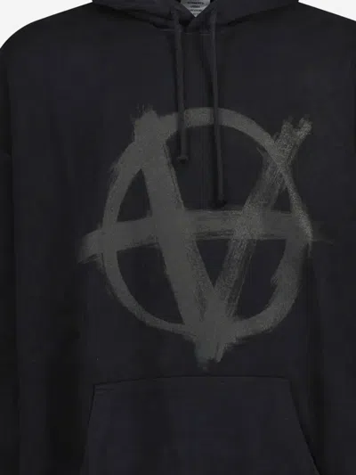 Vetements Cotton Sweatshirt With Print In Black