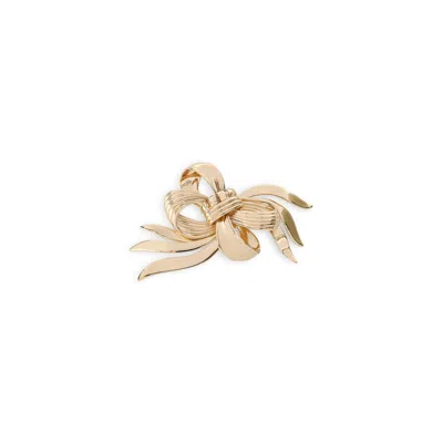 Miu Miu Bow Shaped Brooch Curved Design In Gold
