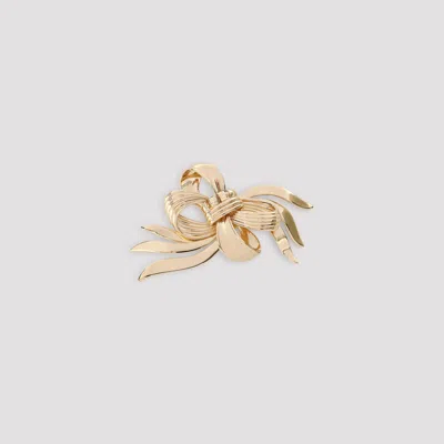 Miu Miu Bow Shaped Brooch Curved Design In Gold