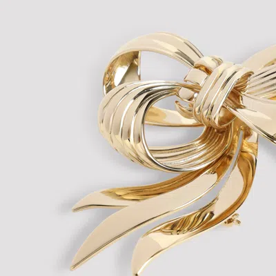 Miu Miu Bow Shaped Brooch Curved Design In Gold