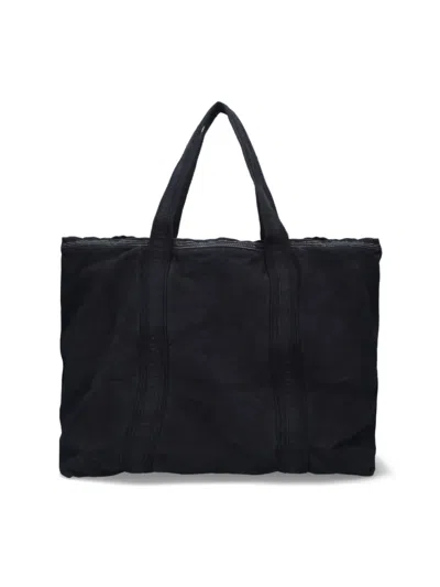 Erl Rectangular Tote Bag Embroidered Detail In Black